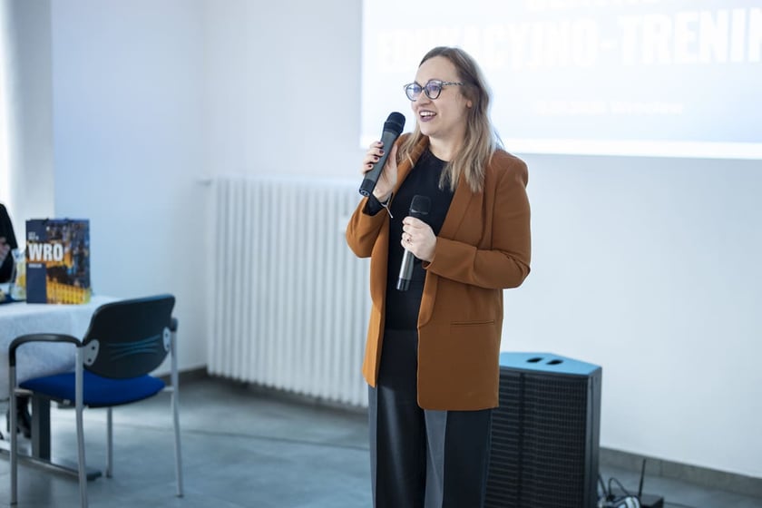 Otwarcie Centrum Edukacyjno-Treningowego przy placu Legion&oacute;w 1-2. Wrocław, 15.01.2025. Przy mikrofonie Joanna Burkiewicz