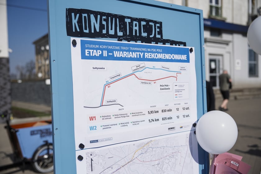 Kosnultacje społeczne na temat przebiegu trasy tramwajowej na Psie Pole