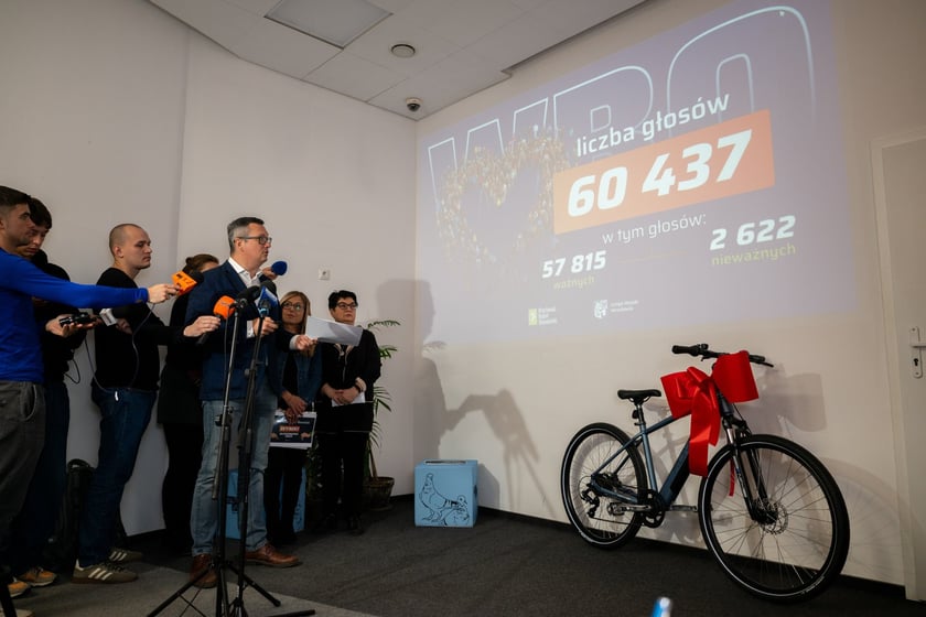 Sebastian Wolszczak z Wydziału Partycypacji Urzędu Miejskiego Wrocławia w Strefie Partycypacji Odlot prezentuje wyniki głosowania WBO 2025