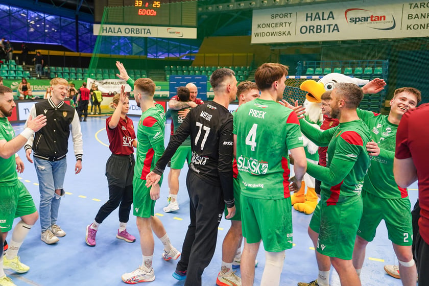 Powiększ obraz: Mecz piłki ręcznej Śląsk Wrocław - Jurand Ciechanów w hali Orbita i awans wrocławskiej drużyny do Orlen Superligi - 9 maja 2026 r.