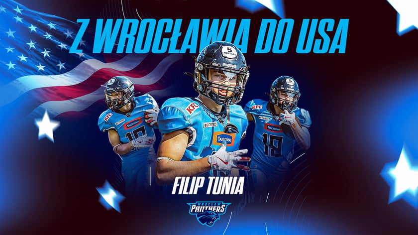 Powiększ obraz: Filip Tunia, młody futbolista Panthers Wrocław, rusza na podbój USA!