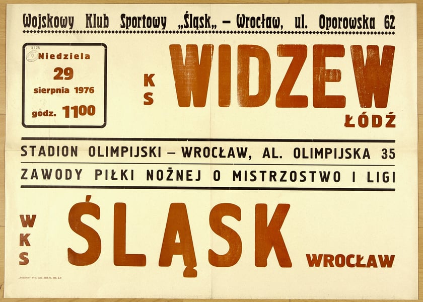 Plakat meczowy Śląsk-Widzew 1976 r.
