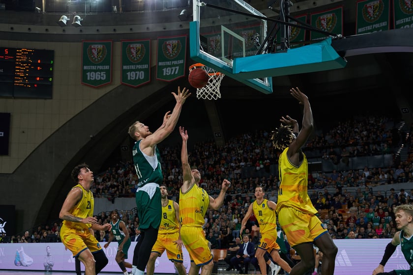 Zdjęcia z meczy Śląska Wrocław z Gran Canarią 11 stycznia 2023 w Hali Stulecia