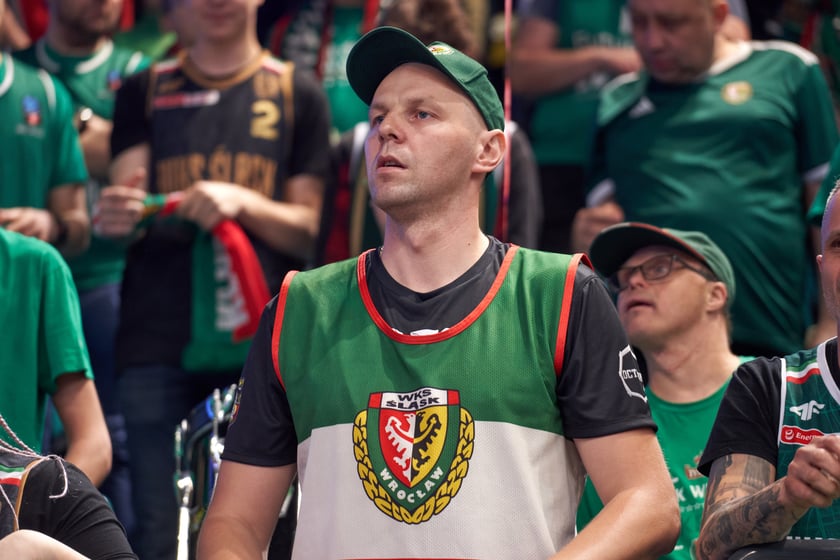 Kibice na meczu Śląska w hali Orbita 3 maja 2023