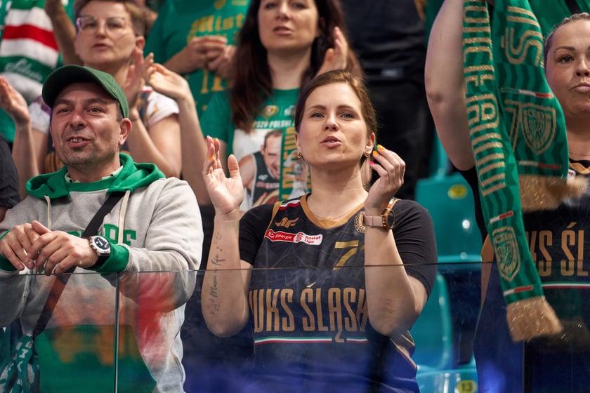 Kibice na meczu Śląska w hali Orbita 3 maja 2023