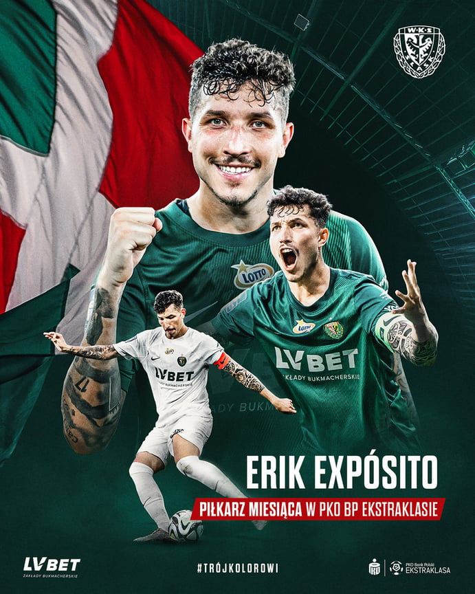 Powiększ obraz: Erix Exposito, kapitan i napastnik Śląska Wrocław