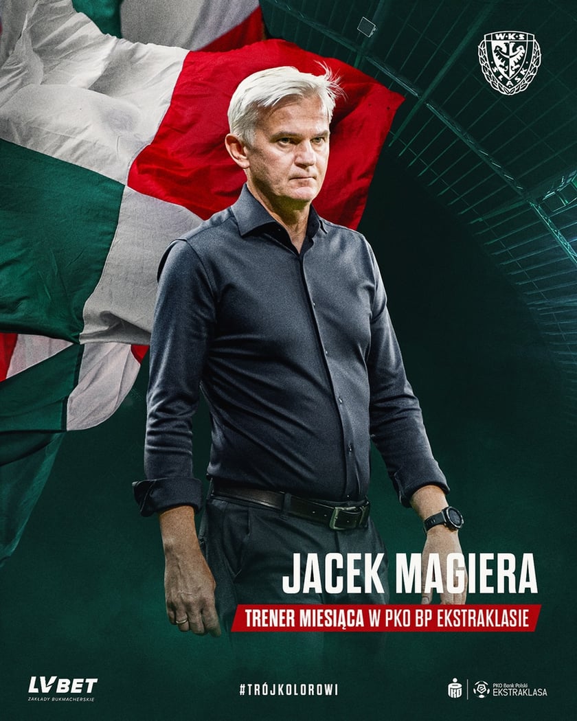 Powiększ obraz: Jacek Magiera trenerem miesiąca w PKO BP Ekstraklasie