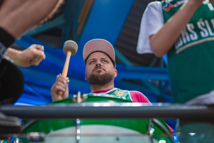 Kibice na meczu Śląska Wrocław z drużyną Arriva Polski Cukier Toruń w Orbicie