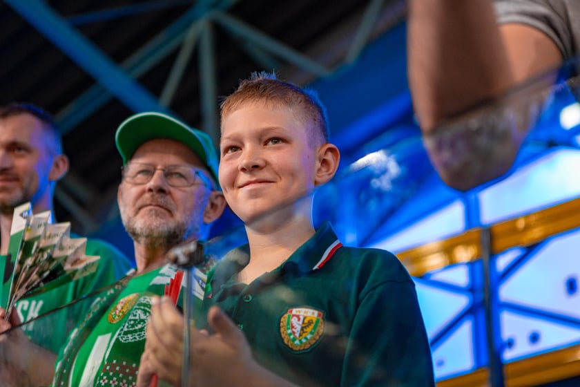 Kibice na meczu Śląska Wrocław z drużyną Arriva Polski Cukier Toruń w Orbicie