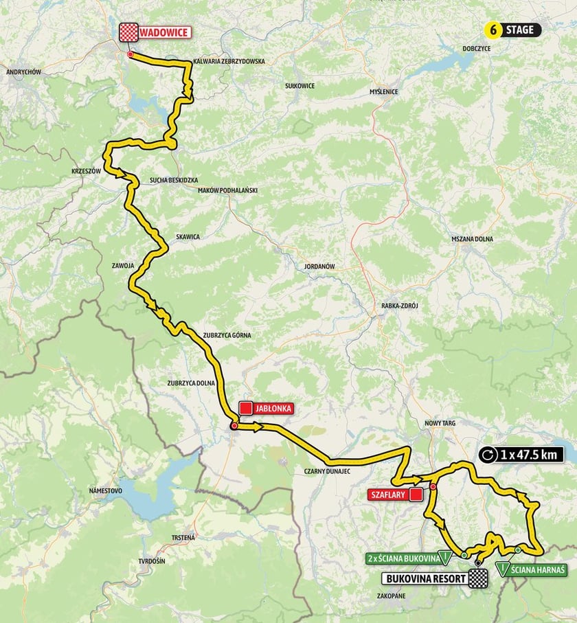 Mapa lub profil trasy TdP 2024