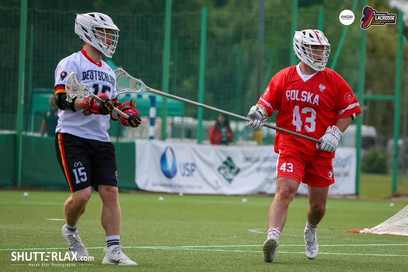 Mecz Polska - Niemcy na na Mistrzostwach Europy Mężczyzn w Lacrosse Wrocław 2025