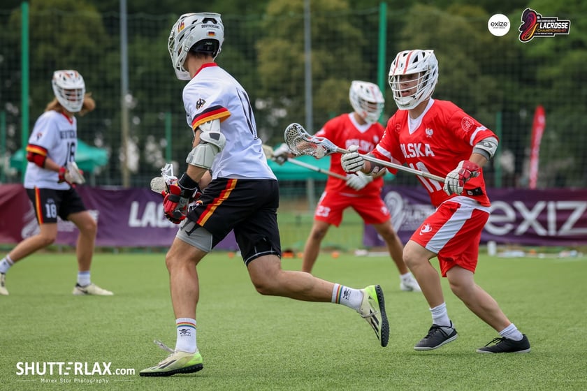 Mecz Polska - Niemcy na na Mistrzostwach Europy Mężczyzn w Lacrosse Wrocław 2025