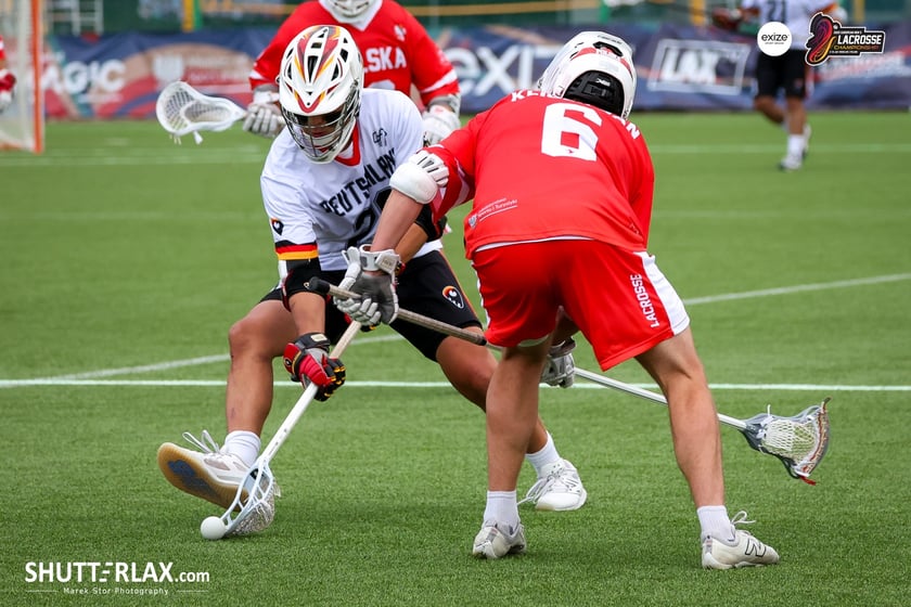 Mecz Polska - Niemcy na na Mistrzostwach Europy Mężczyzn w Lacrosse Wrocław 2025