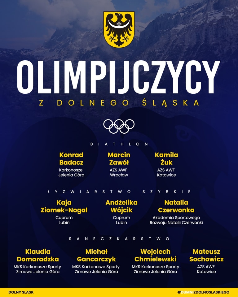 Powiększ obraz: Grafika pokazująca, w których dyscyplinach startują olimpijczycy z Dolnego Śląska