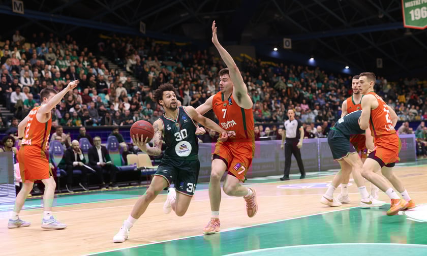 Powiększ obraz: Mecz WKS Śląsk Wrocław - Cedevita Olimpija Ljubljana w Hali Orbita, 10 luty 2026 r.