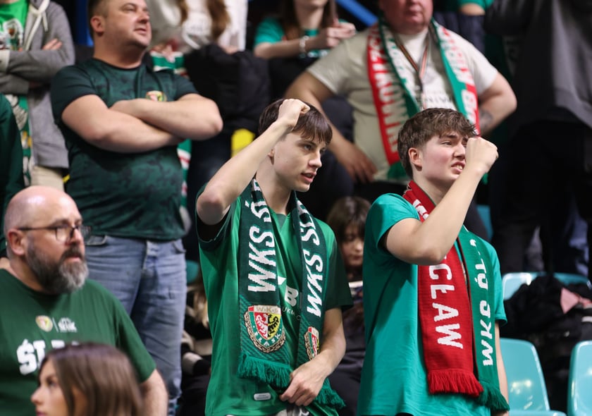 Powiększ obraz: Kibice podczas meczu Śląsk Wrocław - Cedevita Olimpija Ljubljana, 10 lutego 2026 r. w Hali Orbita.