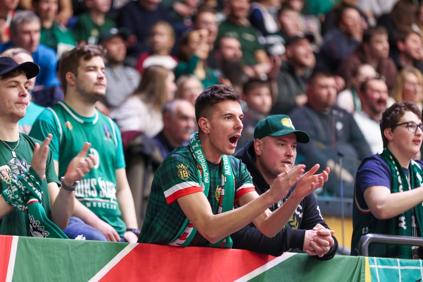 Powiększ obraz: Kibice podczas meczu Śląsk Wrocław - Cedevita Olimpija Ljubljana, 10 lutego 2026 r. w Hali Orbita.