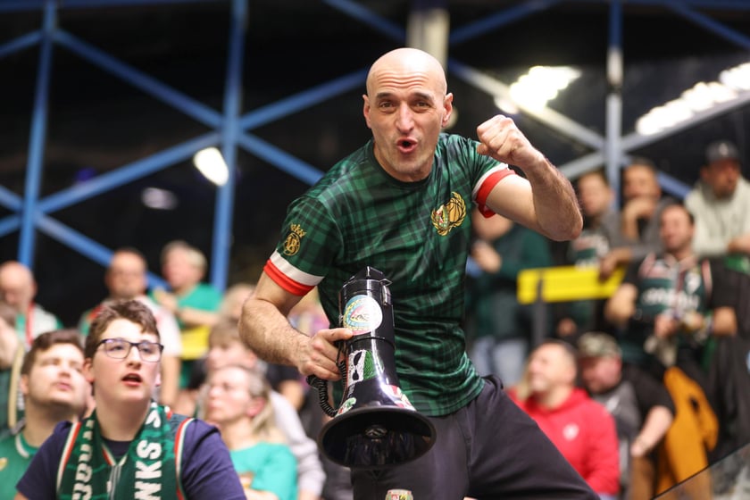 Powiększ obraz: Kibice podczas meczu Śląsk Wrocław - Cedevita Olimpija Ljubljana, 10 lutego 2026 r. w Hali Orbita.