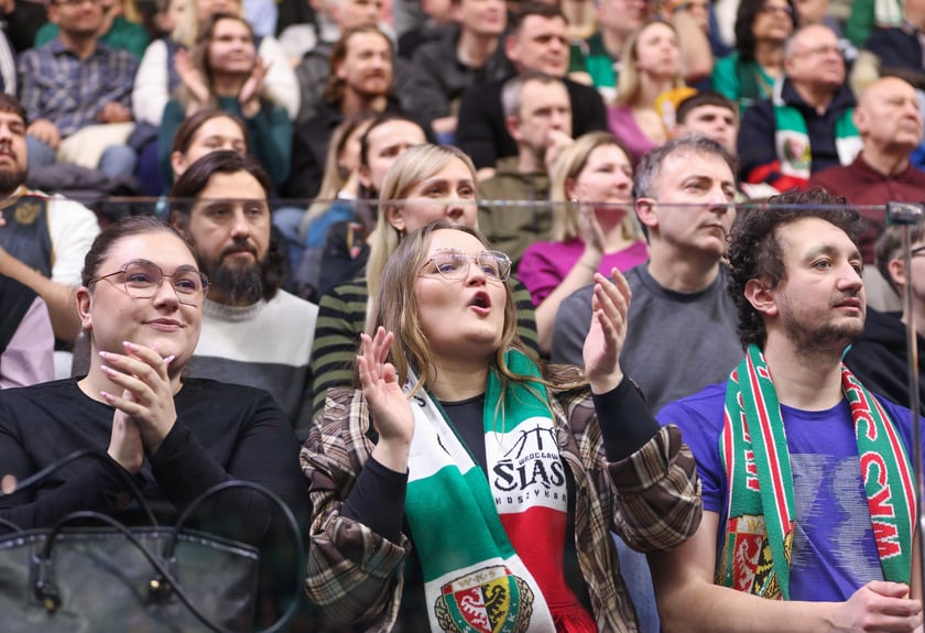 Powiększ obraz: Kibice podczas meczu Śląsk Wrocław - Cedevita Olimpija Ljubljana, 10 lutego 2026 r. w Hali Orbita.