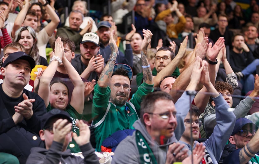 Powiększ obraz: Kibice podczas meczu Śląsk Wrocław - Cedevita Olimpija Ljubljana, 10 lutego 2026 r. w Hali Orbita.