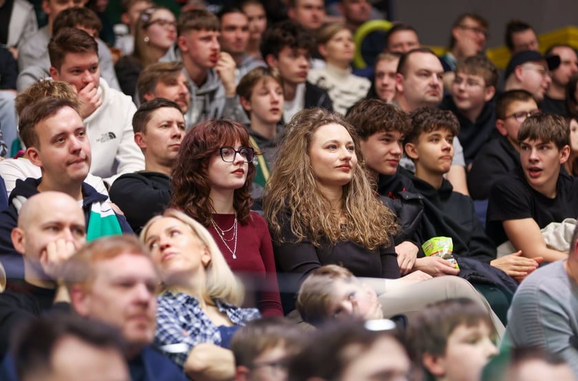 Powiększ obraz: Kibice podczas meczu Śląsk Wrocław - Cedevita Olimpija Ljubljana, 10 lutego 2026 r. w Hali Orbita.