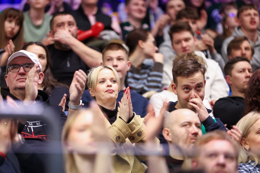 Powiększ obraz: Kibice podczas meczu Śląsk Wrocław - Cedevita Olimpija Ljubljana, 10 lutego 2026 r. w Hali Orbita.