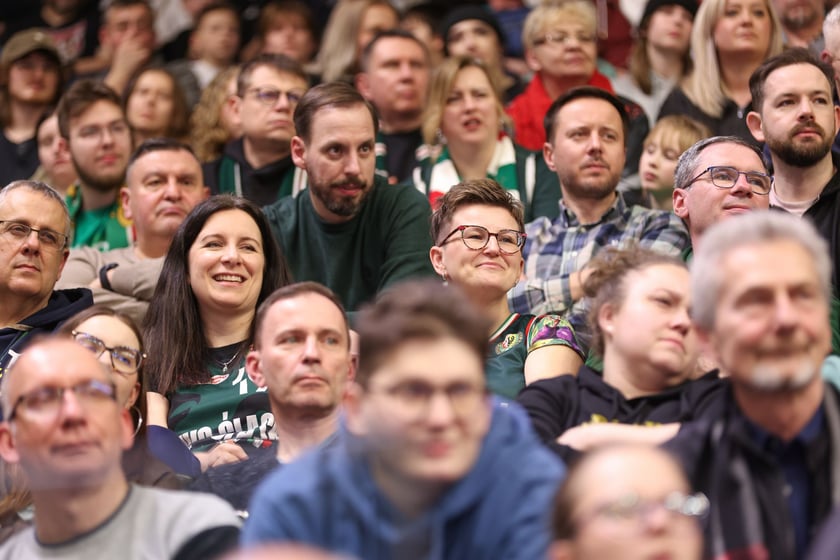 Powiększ obraz: Kibice podczas meczu Śląsk Wrocław - Cedevita Olimpija Ljubljana, 10 lutego 2026 r. w Hali Orbita.