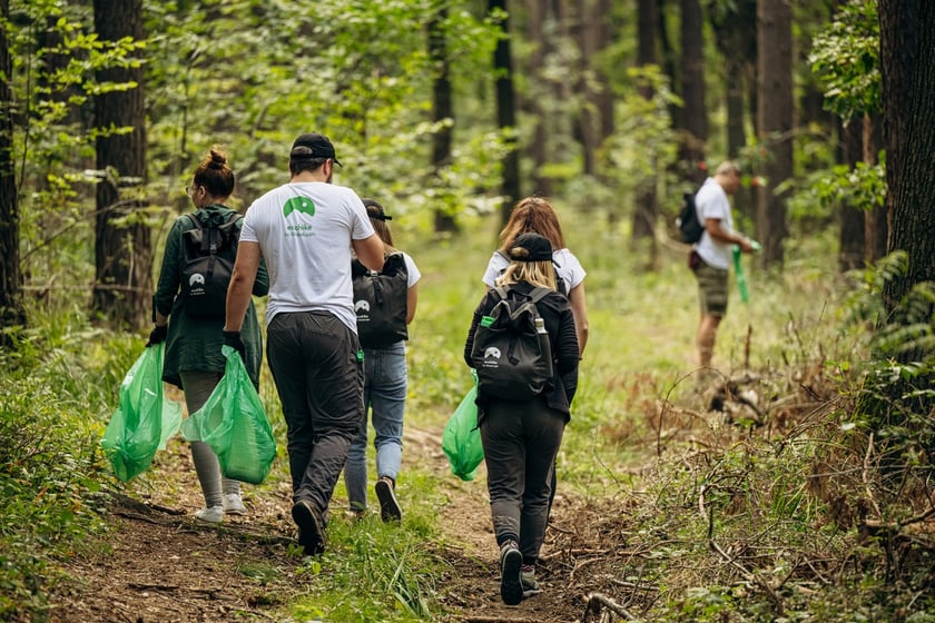 Tak wyglądało zbieranie śmieci przy pomocy aplikacji EcoHike w lasach wokół Sulistrowic w czwartek 9 września