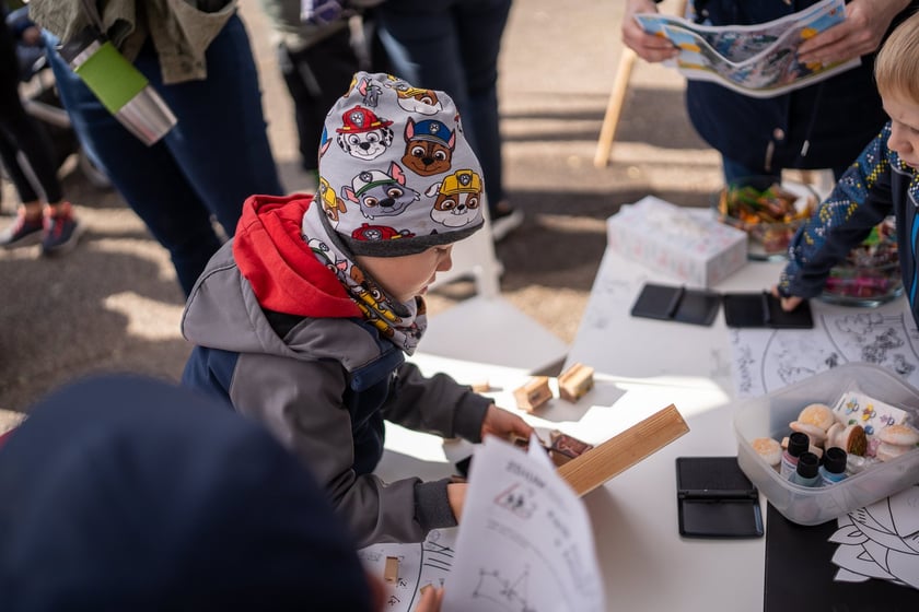 ekopiknik Ekosystemu, na zdjęciach uczestnicy, rodziny z dziećmi oraz organizatorzy, stoiska, atrakcje, zabawy