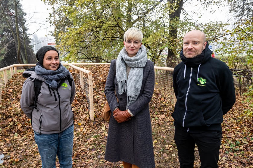 Na zdjęciu od lewej: Karolina Woldemichael-Cyganik, ogrodnik miejski obszaru Stare Miasto, Katarzyna Szymczak-Pomianowska, dyrektor Departamentu Zrównoważonego Rozwoju UMW, Jacek Mól, dyrektor ZZM we Wrocławiu