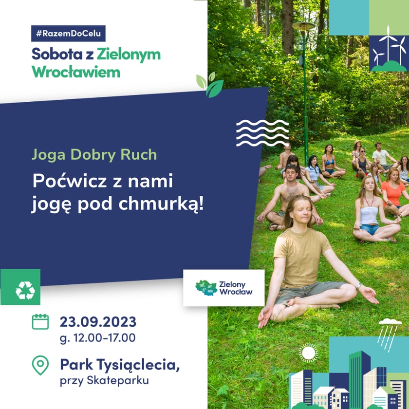 Plakaty promujące atrakcje podczas zielonego pikniku - Sobota z Zielonym Wrocławiem