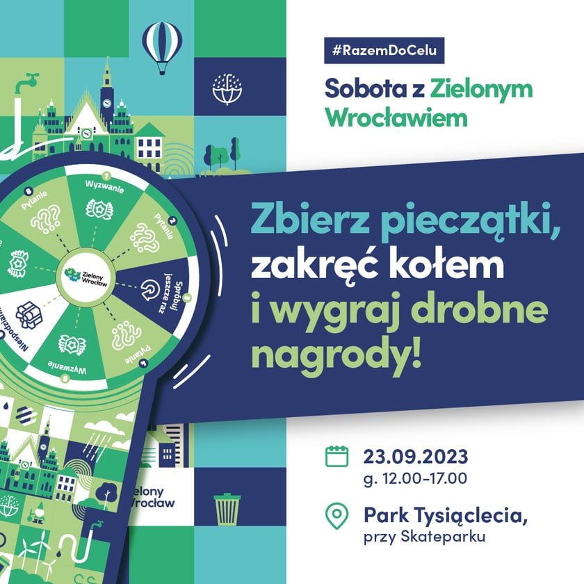 Powiększ obraz: Plakaty promujące atrakcje podczas zielonego pikniku - Sobota z Zielonym Wrocławiem