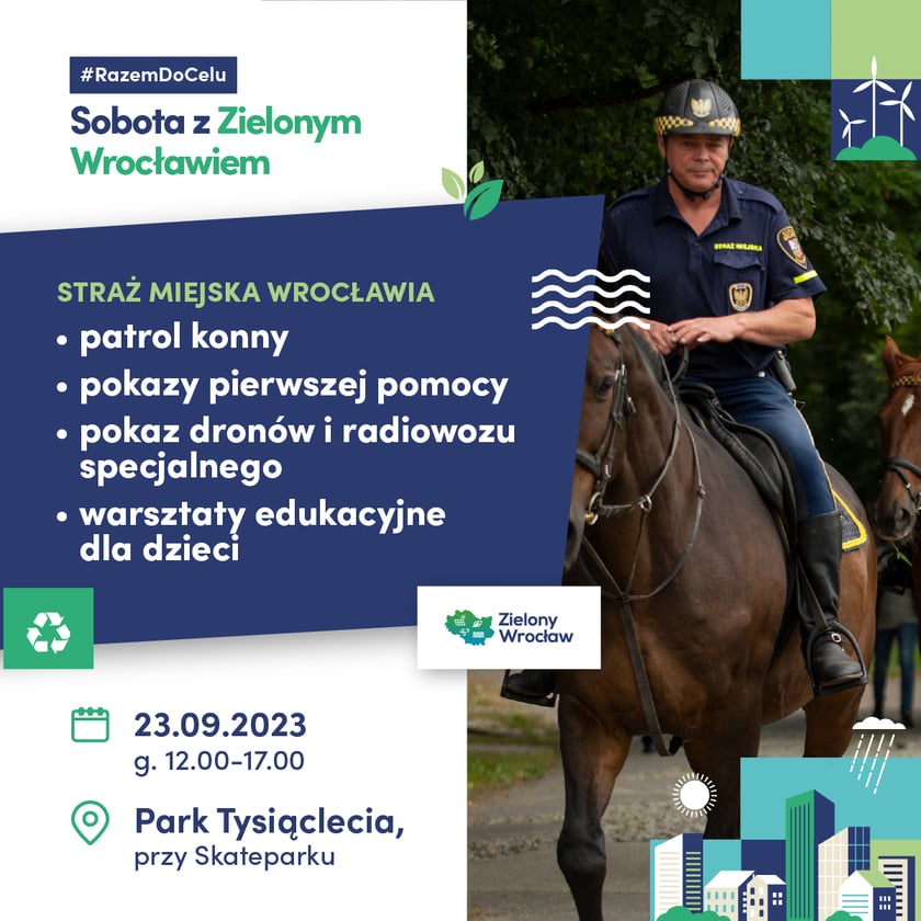 Plakaty promujące atrakcje podczas zielonego pikniku - Sobota z Zielonym Wrocławiem
