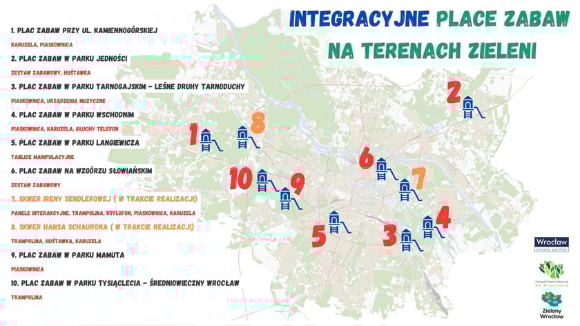 Mapka - Integracyjne place zabaw