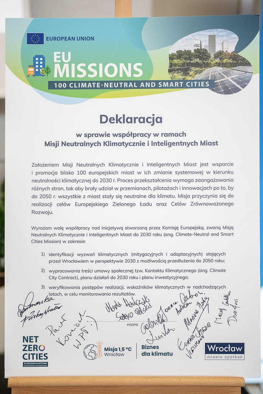 Deklaracja w sprawie współpracy nad inicjatywą stworzoną przez Komisję Europejską zwaną „Misją Neutralnych Klimatycznie i Inteligentnych Miast do 2030 r.”