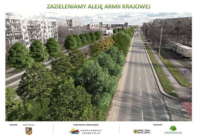 Wizualizacja zieleni przy Armii Krajowej