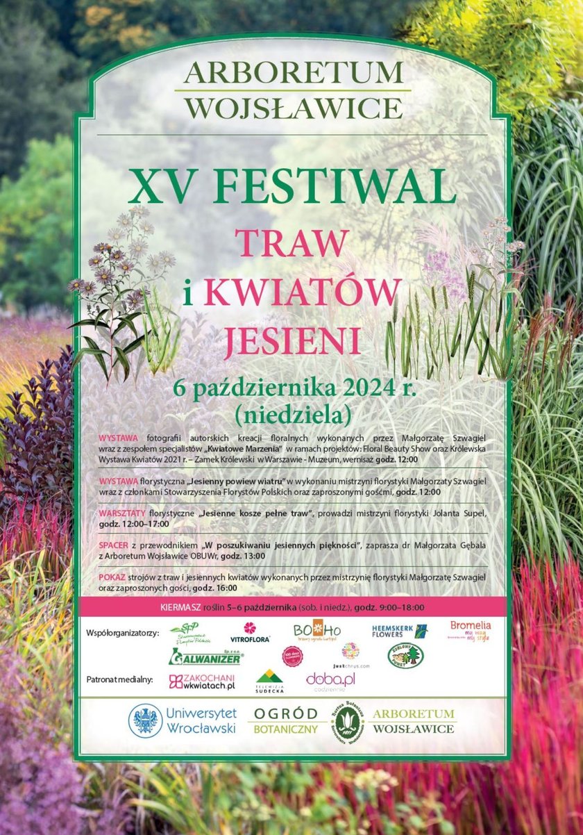 Program Festiwalu Traw i Kwiatów 2024 w Arboretum Wojsławice