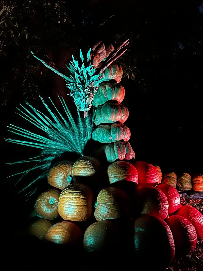 Wieczorne, dyniowe iluminacje w Ogrodzie Botanicznym