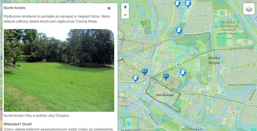 Interaktywna mapa Wrocławia na stronie Żywa Planeta&nbsp;