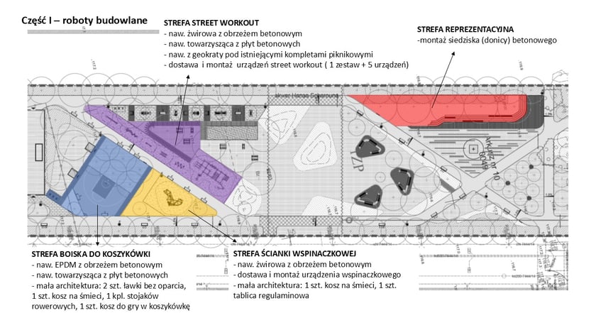 Skwer Hansa Scharouna na Nowych Żernikach - II etap prac, wizualizacja