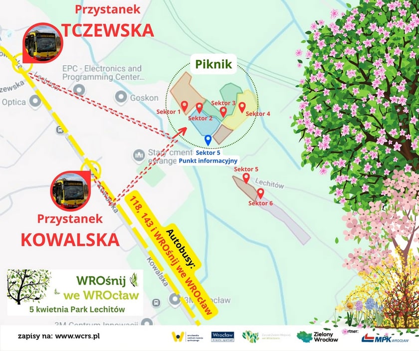 Mapka miejsca, w którym odbędzie się piknik WROśnij we WROcław