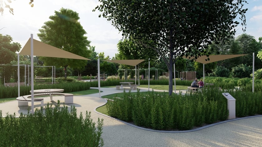 Wizualizacja - planowany park Literacki na Złotnikach (osiedle Leśnica)