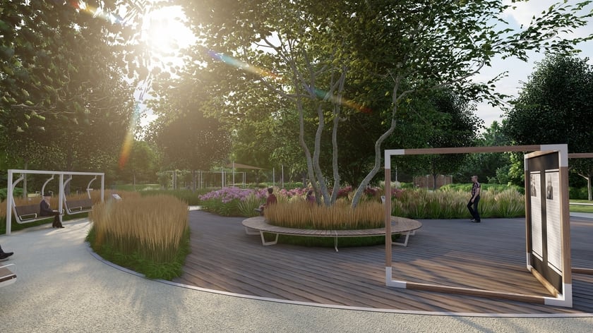 Wizualizacja - planowany park Literacki na Złotnikach (osiedle Leśnica)