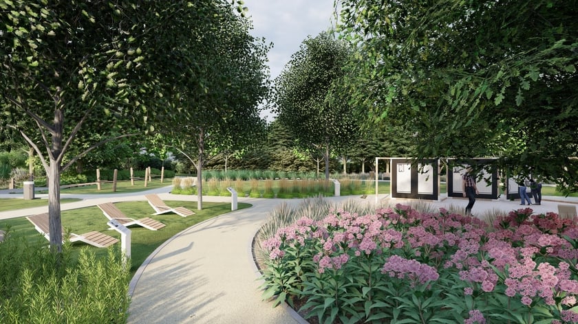 Wizualizacja - planowany park Literacki na Złotnikach (osiedle Leśnica)