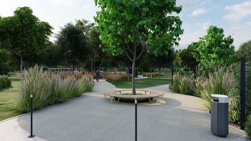 Wizualizacja - planowany park Literacki na Złotnikach (osiedle Leśnica)