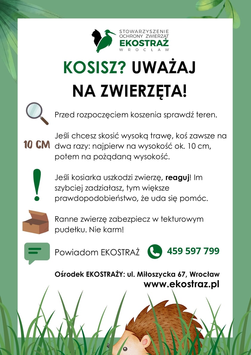 Plakat Kosisz? Uważaj na zwierzęta!