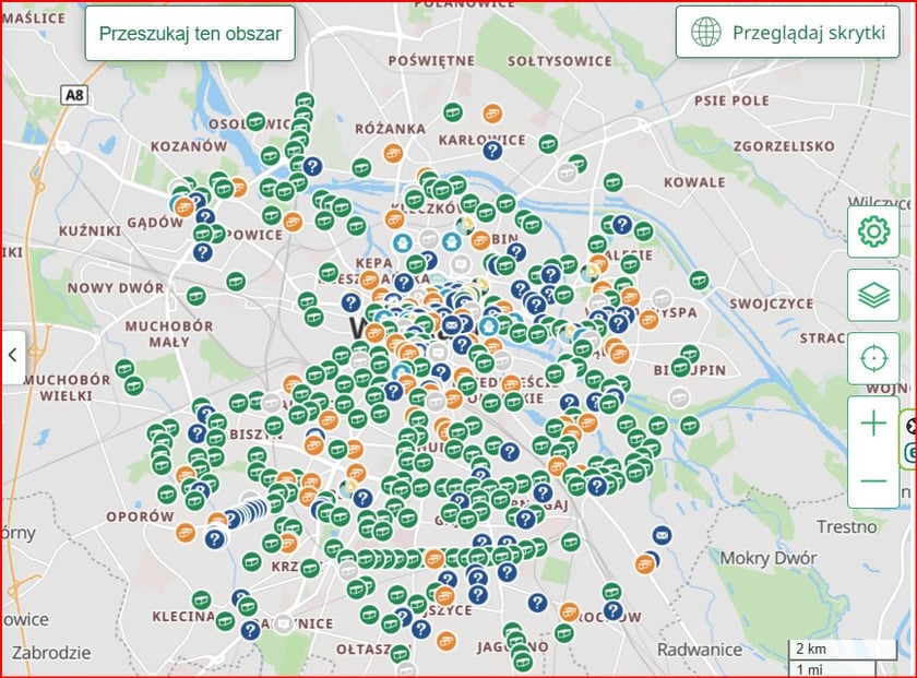 mapka skrytek we Wrocławiu