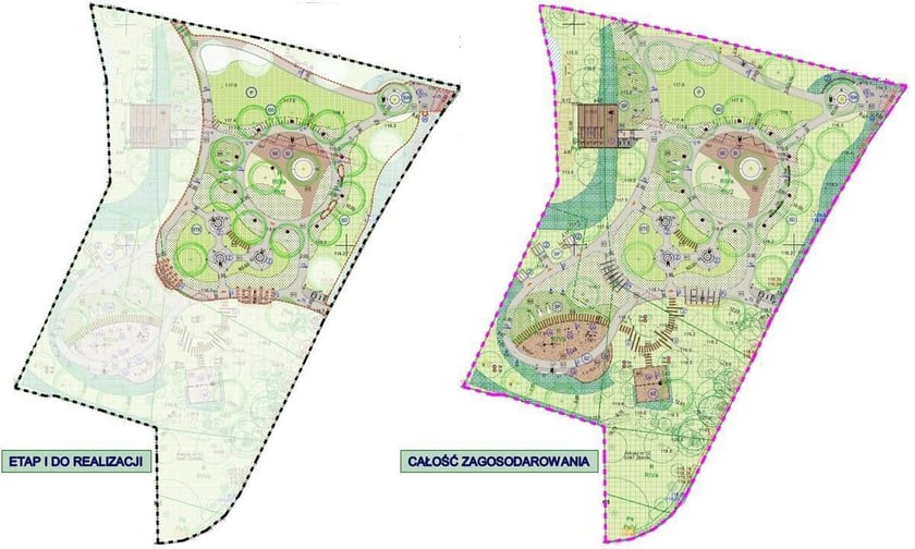 Mapa etap&oacute;w Parku Literackiego na Złotnikach