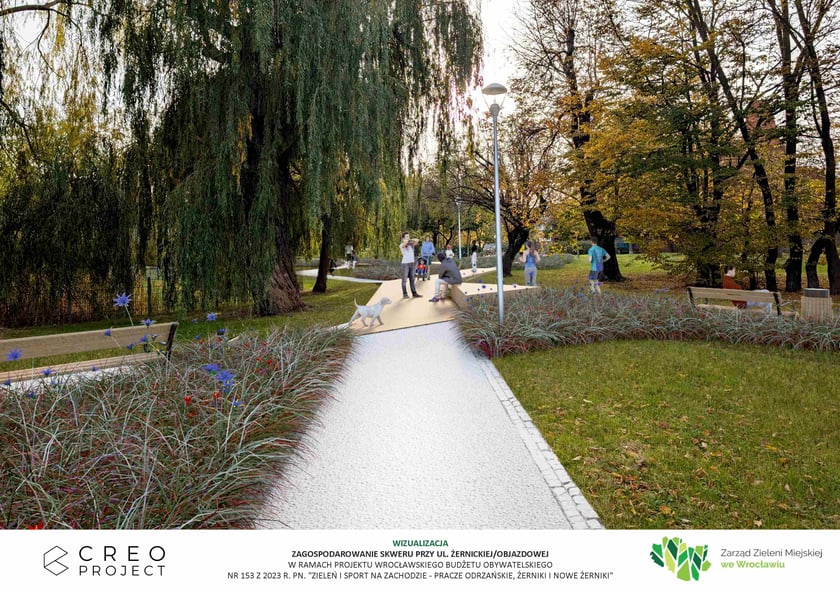 wizualizacja - Skwer między ulicami Żernicką a Objazdową na osiedlu Żerniki we Wrocławiu