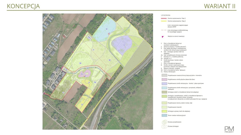 Rysunek przedstawiający wariant 2 - plan zagospodarowania terenu.